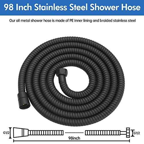 RUMOSE 98 inches Extra Long Shower Hose, Black - color: Black, size: 98"