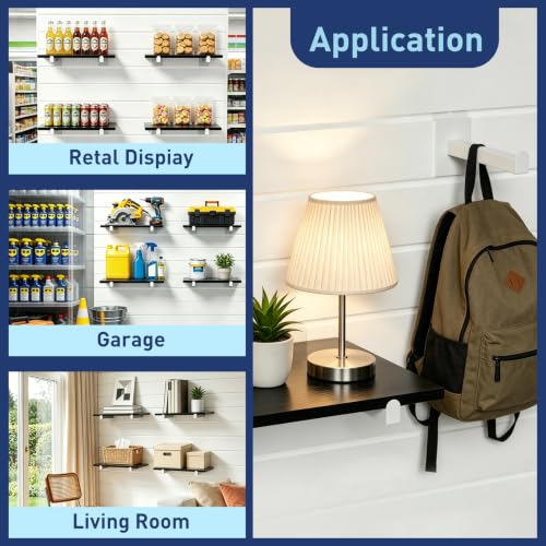 16 Pack Heavy Duty Tube Slatwall Shelf Brackets, Metal Tubular Slat Wall Brackets with Lip, Slatwall Accessories for Garage, Retail, and Home Storage - size: 6 Inch, style: White