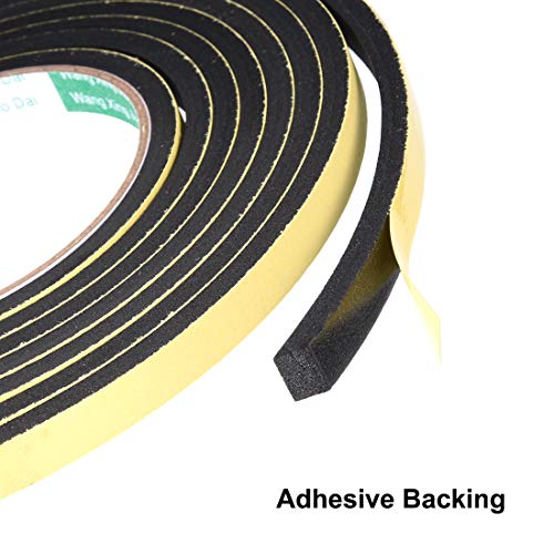 uxcell Sealing Foam Tape 10mm Wide 5mm Thick 3 M/9.8ft Long, Self Adhesive Weather Strip for Window Door Insulation, Pack of 2 - size: 10mmx5mmx3m