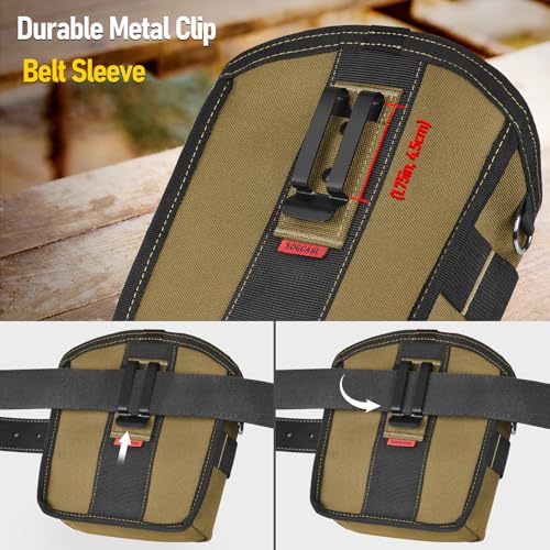 Tool Pouch Nails Screws Bag with Belt Clip (XL, Khaki) - color: Khaki