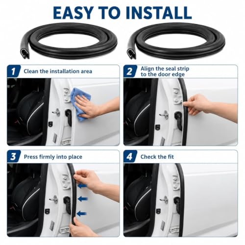 2pcs 2.95ft B-Pillar Car Door Seal Strip Automotive Weather - size: 2.95ft