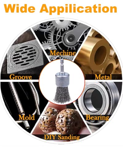 Rocaris 30 Pack Carbon Steel Wire Wheel Brush with 1/4-Inch Hex Shank | 3 Sizes, 13/16", 1", 1-3/16" Inch, Pen Brush for Rust Removal, Corrosion and Scrub Surfaces