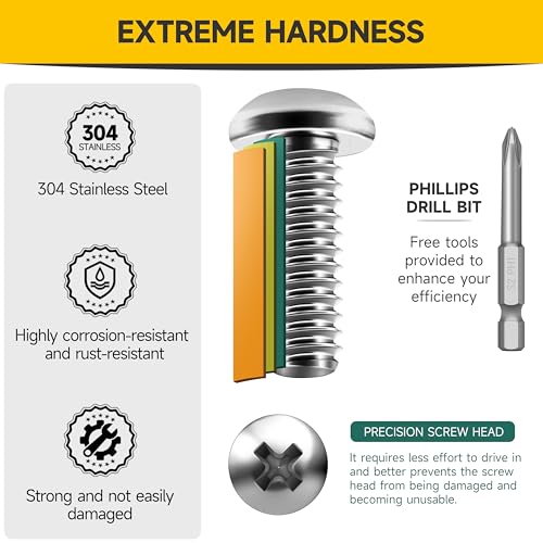 Mywish 740Pcs #4-40#6-32#8-32#10-24 Machine Screw Assortment Kit, Phillips Pan Head Assorted Screws Nuts and Bolts, Stainless Steel Screws Bolts Kit - style: 740Pcs SAE Pan Head