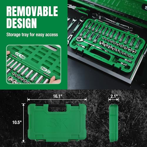 SK 3/8" Drive Socket Set with 216-P Ratchet, 41-Piece, SAE & Metric Sockets - size: 3/8" Drive