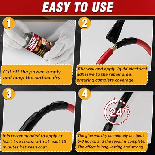 Liquid Electrical Tape, 125ML Waterproof Black Insulating Glue for Wires, Cables, Plugs, Circuit Boards, Automotive, Marine Applications, Quick Dry, Replaces Traditional Insulation Tape, Wire Glue