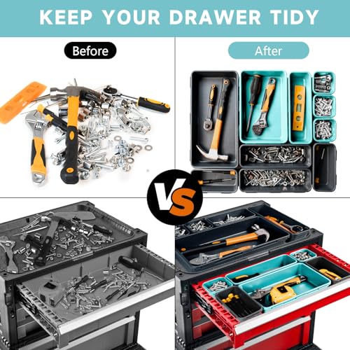 Tool Box Organizer Tray, 60 PCS & 5 Sizes, Black and Sky Blue - color: Black & Sky Blue: 60 PCS