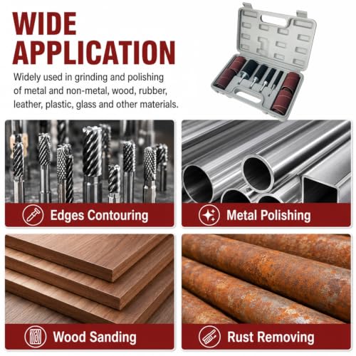 20 Piece Drill Press Sanding Drum Kit, 80/120 Grit Sanding Band Sleeves Rubber Sanding Drum for Woodworking