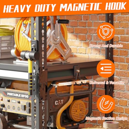 Heavy Duty Magnetic Garage Hooks,2 Pack Strong Large Magnet Hook for Power Drill,Garden Tools,Hose,Pegboard,Garage, Workshop,Magnetic Storage Hooks for Indoor Outdoor Hanging(Black) - style: Magnetic Garage Hooks 2 Pack