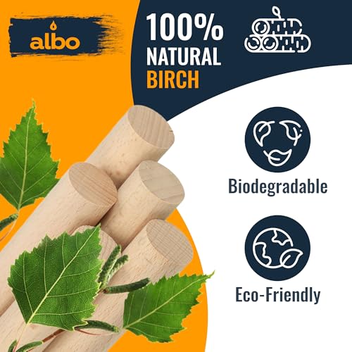 ALBO 1/2" x 48" Wooden Dowel Rods Set - 25 Pack Birch Natural Long Thin Craft Sticks Joinery Curtain Holders Toys Hardwood Smooth Finish Universal Material DIY Decor Bulk Professional - size: 1/2" x 48" 25 Pcs