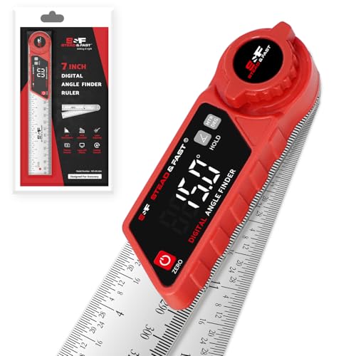 S&F STEAD & FAST Digital Angle Finder with Miter Button, 7 Inch / 200 mm - color: Red