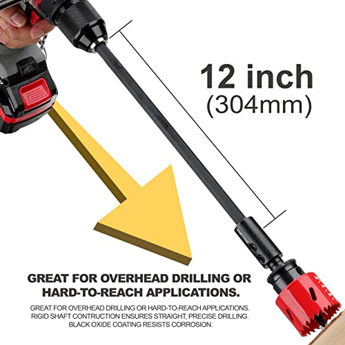 GEINXURN Tools Hole Saw Extension Chuck, 12-Inch x 1/2-Inch Hex Shank Reducing Locking Impact Extension - size: GEC012HS
