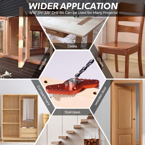 Dowel Jig Kit for Floating Shelf Bracket(& 1/2" x 11.8" Drill Bit), Self-centering Scriber(& 1/4", 5/16", 3/8" Drill Bit),Drill Guide for Hidden Shelf Brackets & Mantels,Centering Hole Drill