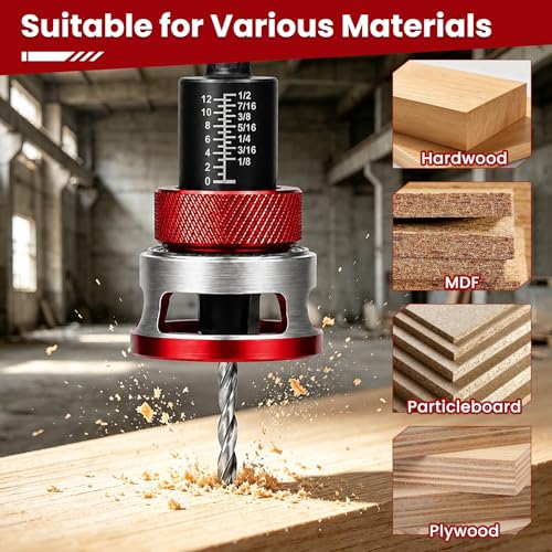Countersink Drill Bit Set with Depth Stop, 5 PCS TCT Cutters & HSS Bits
