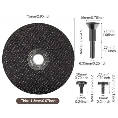 5Pcs Cutting Wheel for Drill,with 1/4 Stem Mandrel,Sturdy Replacement Cut Off Wheel Set for Die Grinder,Metal Cutting Discs for Cutting Steel,Bronze,Brass,Nut,Bolt,Screw,Copper