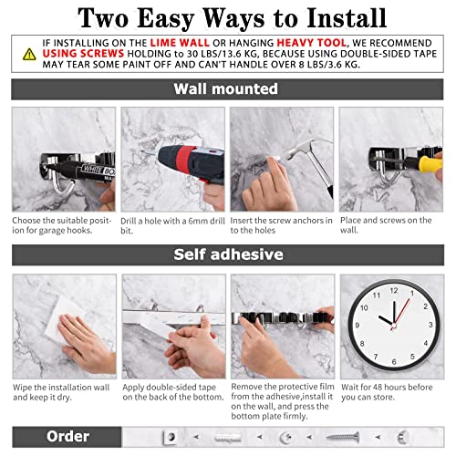 AceMining Broom Holder Wall Mount, 5 Racks 4 Hooks Heavy Duty Mop Organizer - color: 5 Racks & 4 Hooks (Silver) - 1 Pack