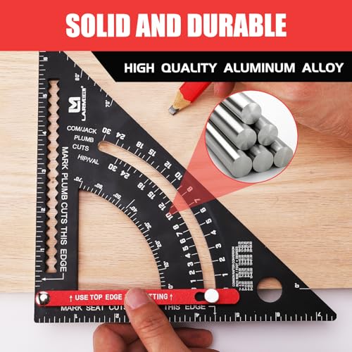 Carpenter Square 7 inch Woodworking Tools Adjustable Rafter Square Carpenter Tools, Combination Square Framing Square, Aluminium Carpentry Squares, Gift for Carpenters - style: 7inch