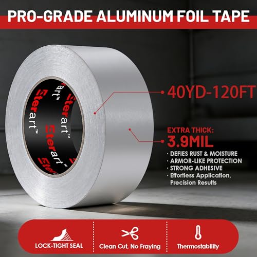 ETERART Aluminum Foil Duct Tape, High-Temp Seal for HVAC,2" x 40Yds - size: 2 Inches x 40 Yards