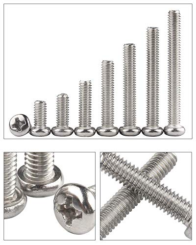 300Pcs #2-56 UNC Stainless Steel Phillips Pan Head Machine Screws Nuts Assortment Kit- #2-56x 5/32" 1/4" 5/16" 3/8" 1/2" 5/8" 3/4" 7/8" 1" - size: #2-56
