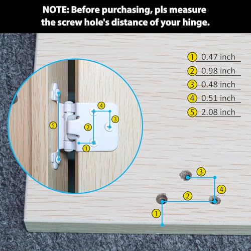 30 Pack (15 Pairs) 1/2" Overlay Cabinet Hinges White - color: White, size: 30 Pack (15 Pairs)