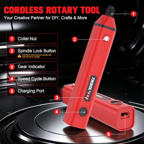 Mini Cordless Rotary Tool, Multi-Purpose Power Rotary Tool Kit (Red) - color: Red