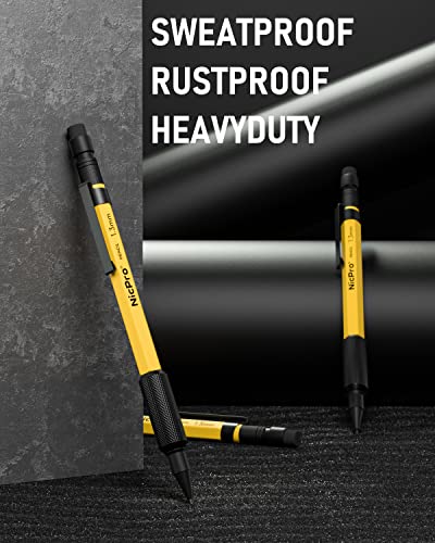 Nicpro 21PCS 1.3 mm Mechanical Pencil Set in Leathercase with 138 Lead - color: Yellow