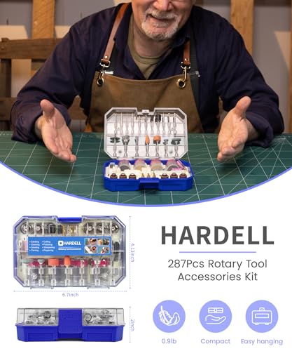 HARDELL 287Pcs Rotary Accessory Kit w/ 1/8" Shanks, for Cutting & Polishing - color: Blue+White