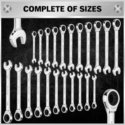 ELEAD 33-Piece Combination Ratchet Wrench Set | SAE & Metric Sizes (1/4" to 3/4" & 6-18mm) | 72-Tooth Gear Design | CR-V Steel | Organizer Carry Case | Ideal for Mechanics & DIY - style: 33-Piece Upgraded Version