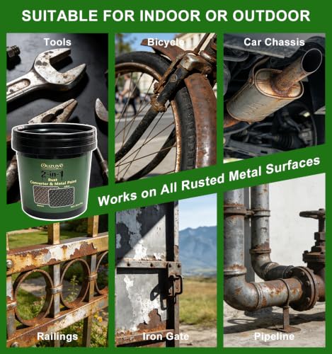 2 in 1 Rust Converter for Metal, 35OZ Black Rust Reformer, Heat Resistant Rust Encapsulator Inhibitor Paint for Car Chassis, Truck Frame, Trailer,Fence, Railing, Metal Surfaces