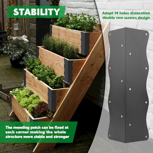 8 Pcs Metal Raised Garden Bed Corner Brackets L-Shape (11"x3"x3"), Black - color: Black