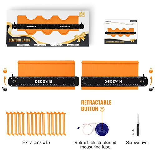 DODOWIN 20 Inch Connectable Contour Gauge, Gifts for Men, Dad and Husband - color: Orange-20 In.