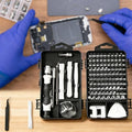 115-in-1 Precision Screwdriver Set for Electronics Cell Phones Watches and Automotive Maintenance - Professional Repair Kit with Magnetic Non-Slip Handle and Tweezers with Flat and Multiple Bits - color: Grey