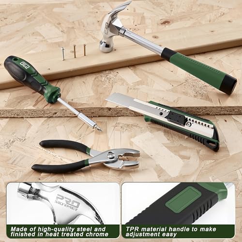Prostormer 93-Piece Tool Kit, Basic Household Tool Set, Green - color: Green