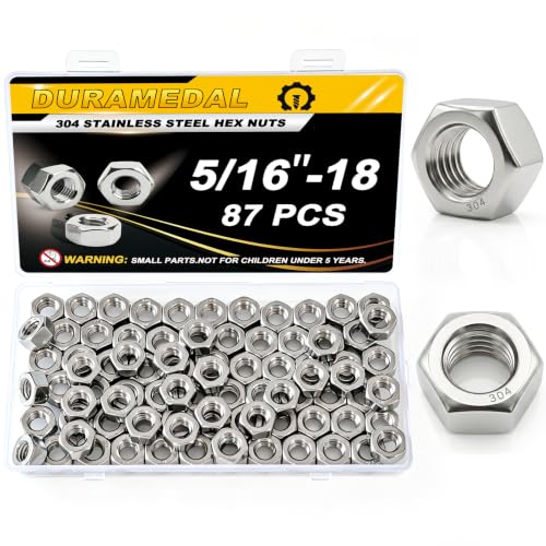 5/16-18 UNC Hex Nuts 87Pcs 304 Stainless Steel A2-70 Rustproof - size: 5/16-18