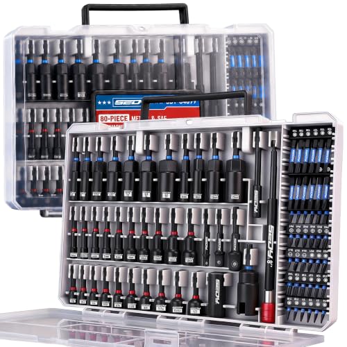 80-Piece Premium Magnetic Impact Nut Driver Set Metric & SAE with Socket Adapters, Bit Holder, Wing Nut Driver, Universal Sockets, Quick Release Extension, Power Bits - style: Multi-Use Kit
