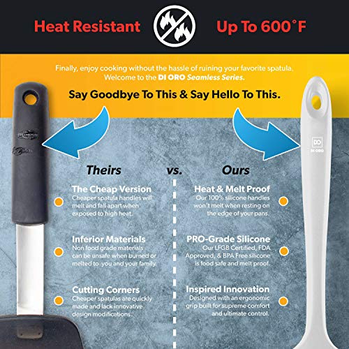 DI ORO Silicone Spoonula - Spoon Spatula, 600F Heat Resistant, Stone - color: Stone