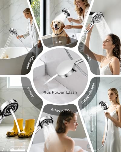 Shower Head with Handheld,High Pressure Chrome Rain Shower Head - color: B-Chrome, style: Rectangular 12"