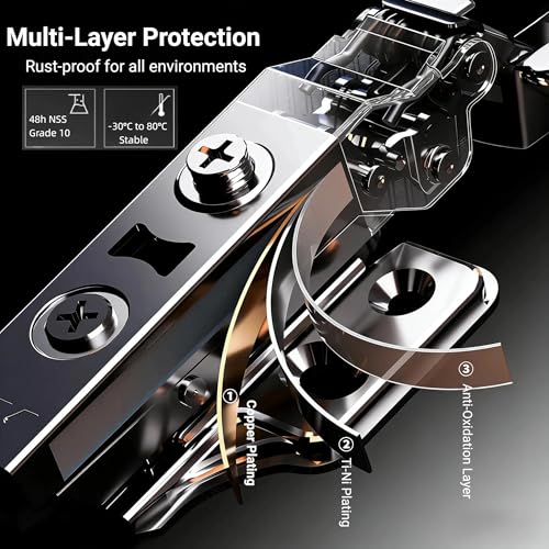 10 Pcs Full Overlay Frameless Soft Close Cabinet Hinges,105° 3-Way