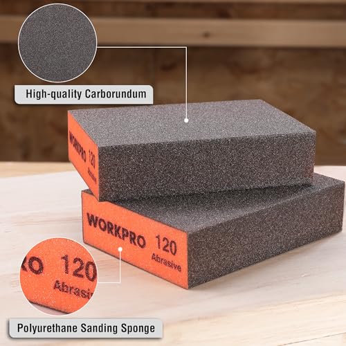WORKPRO Sanding Sponge, 8 Pack Wet and Dry Dual-use Sanding Block