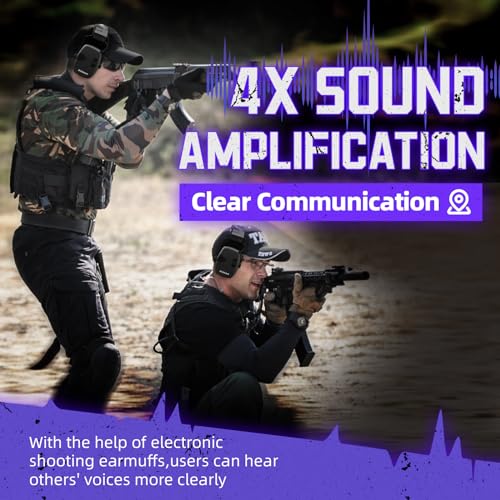 ZOHAN Electronic Shooting Earmuffs Built in Ambient Sound Amplifier, Hearing Protection for Shooters, NRR 23dB Noise Reduction, Ideal Gun Range Ear Protection Headphones for Hunting-Black - color: With Patches-black