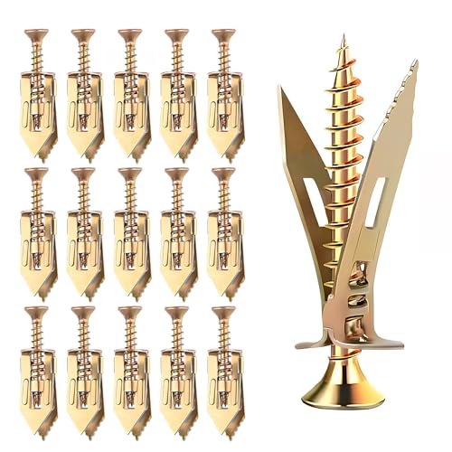 SOPAMI 100PCS Drywall Self Drilling Anchor Screws Kit,Heavy Duty Metal Wall | Metal Sheetrock Anchors and Zinc Screws for 3/8,1/2,5/8,Sheetrock Anchors 0.47x1.18inch,No Drill Dry Wall Anchors Screws Kit