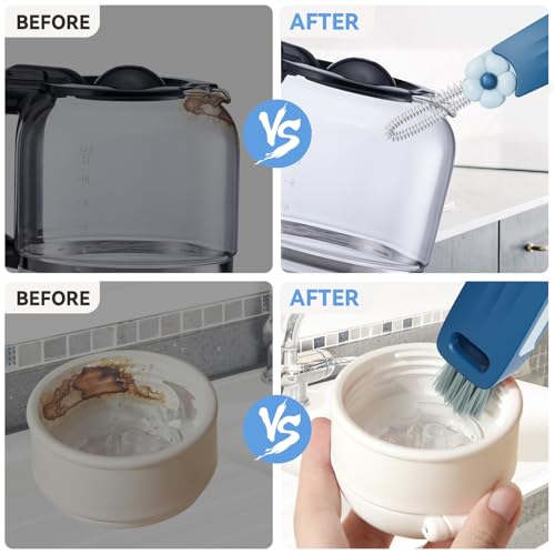 3 in 1 Cup Lid Gap Cleaning Brush Set, Multifunctional Bottle Cleaning Brush, Cup Lid Gap Cleaner, Home Kitchen Crevice Cleaning Brush Tools (Black+Blue+Green) - color: Black+blue+green