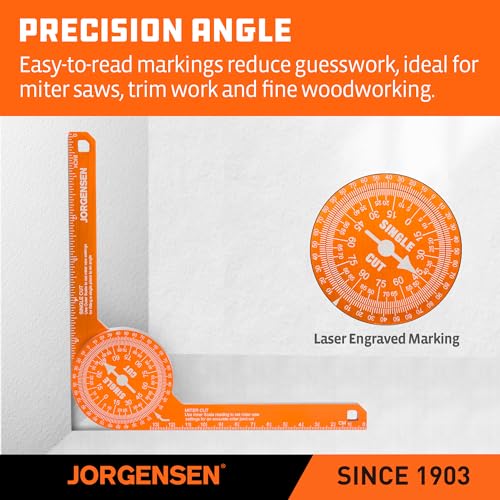 Jorgensen 7" Aluminum Miter Saw Protractor, Angle Finder Tool