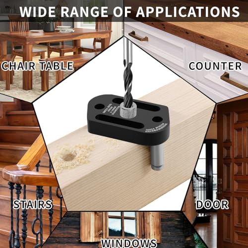 Self Centering Dowel Jig Kit with 8 Drill Bushings(3-10mm) and Storage Case - color: Dark Black