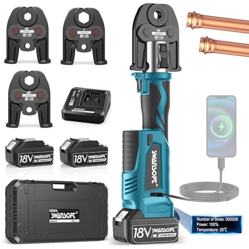 SWANSOFT 22kN Electric Hydraulic Crimping Tool for VUS 1/2"-1" Copper Pipes