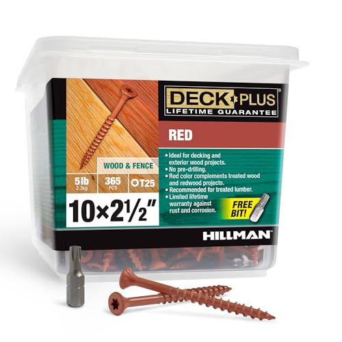 Deck Plus Deck Screws, #10 x 2-1/2in, 365 Pack, Red - color: Red, size: #10 x 2-1/2", style: 365 pcs