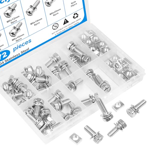 72PCS M6 Motorcycle Battery Terminal Bolts and Nuts Kit - size: M6x10/12/14/16/18/20mm