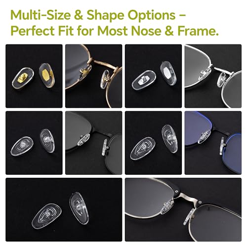 Eyeglass Nose Pads Replacement, 24 Pairs of Screw-in Glasses Nose Pads with Precision Screwdriver Set, Magnetic Eyeglass Repair Kit with Screws, Curved Tweezer for Travel, Birthday Gift, Christmas - color: Green
