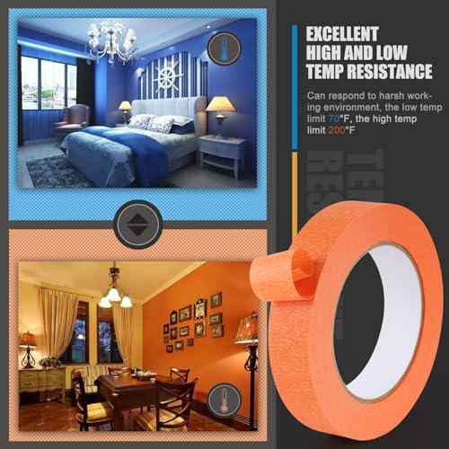 Lichamp 2 Pack Orange Painters Tape 1 inch, Orange Masking Tape 1 inch x 55 Yards x 2 Rolls (110 Total Yards)
