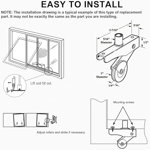 Sliding Screen Door Rollers Fit for Bay-Mills Doors