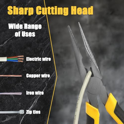Needle Nose Pliers with Wire's Cutter - Long Nose pliers, Needlenose Pliers,Needle-nose Pliers, Needle Nose Plyers can Screw Loose Nuts and Wind/Cutter Wire's ect.（8.1 in）
